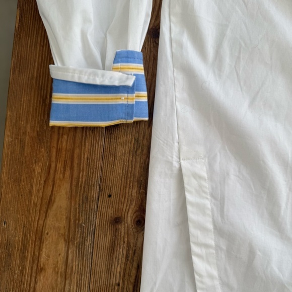 J.McLaughlin‎ Ermine Cotton Stretch Contrast Poplin Button White Blouse S NWOT - Picture 7 of 14